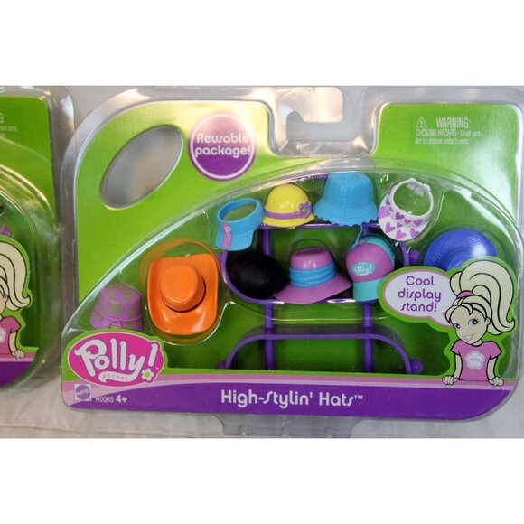 32 Pc NEW Polly Pocket Set Sassy Shoes High Stylin Hats Doll Accessories H0065 - Picture 3 of 5